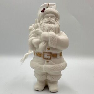 Wedgwood White Jasper Santa Ornament Gold Accents Boxed Minimalist